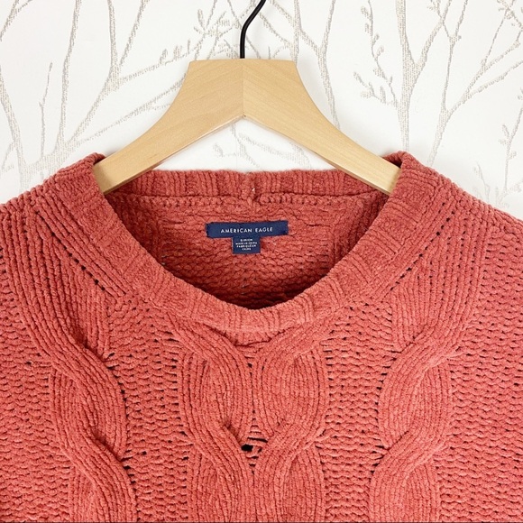 AMERICAN EAGLE Chunky Chenille Cable Knit Sweater Cozy Size Small Boxy - Picture 4 of 12
